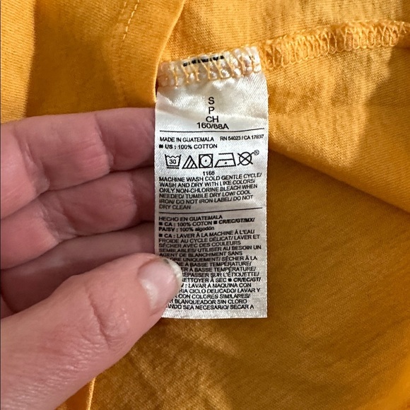 Bright Yellow/Orange V-Neck T-Shirt size small - Picture 3 of 6